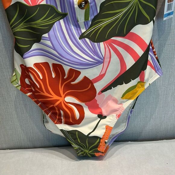 NEW Social Standard by Sanctuary Womens Button Front One-Piece Swimsuit Sz Large - Picture 3 of 10